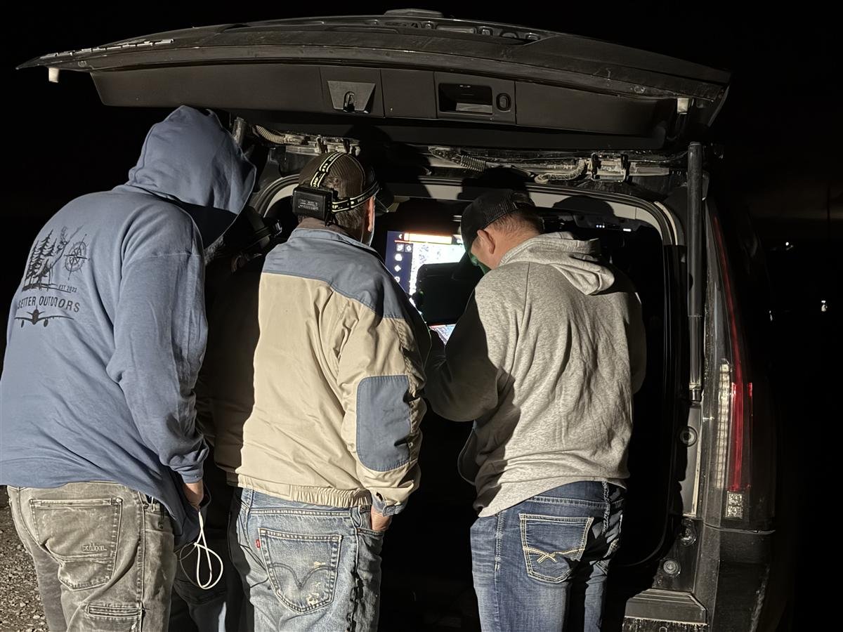 Recon1 crew running a thermal drone recovery mission in the field